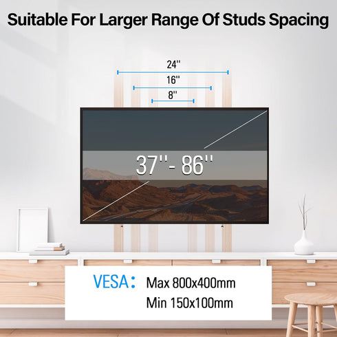 MOUNTUP TV Wall Mount for Most 37-86" TVs, Tilting Bracket with Level Adjustment, Max VESA 800x400mm, 120 LBS