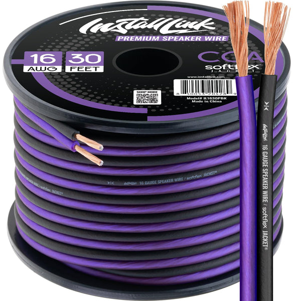 16 AWG Gauge Speaker Wire Cable, 30 Feet, Stereo, Car or Home Theater, CCA