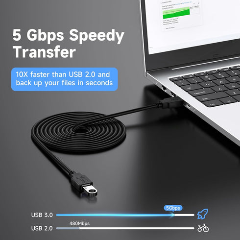 Qxcynsef 3.0 15 FT,5Gbps More,Black,15FT USB Extension Cable High Speed Data Transfer Extra Long A Male to A Female