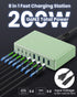 200W USB C Charger, GaN III 8-Ports Charging Station Hub, PD 65W Laptop Charger Compatible with MacBook Pro/Air, Green