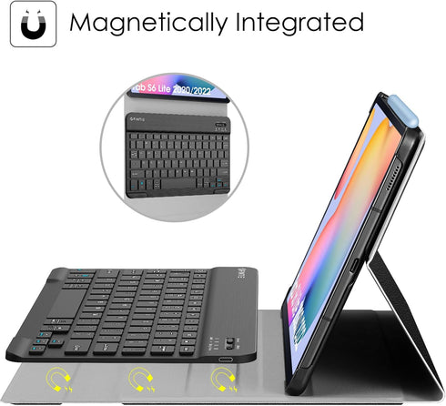 Fintie Keyboard Case for Samsung Galaxy Tab S6 Lite 10.4 Inch 2024/2022/2020, Slim Stand Cover with Detachable Wireless