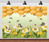 CORFOTO 10x8ft Fabric Honeycomb Bee Backdrop Golden Honeycomb Daisies Butterflies Insects Nature Scene Photography