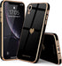 Teageo Compatible with iPhone Xr Case Black - Cute Love-Heart Luxury Bling Plating Soft Back Cover, Raised Full Camera