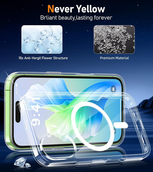 FATUOQIA 17 iPhone17 17-Transparent for iPhone Case Clear,Magnetic Case with Screen Protector & Camera Protector