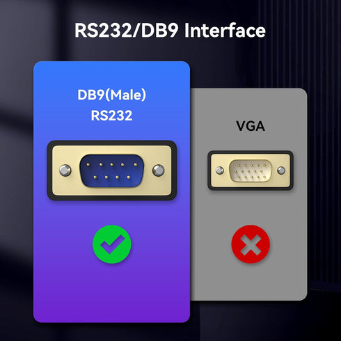 USB Type C to RS232 DB9 Serial Port Adapter Cable, FTDI Chipset, Supports Windows and Mac Linux