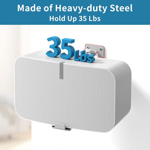 Heavy Duty Speaker Wall Mount for Sonos 5 & Play 5, Tilt & Swivel Adjustable Mount, White