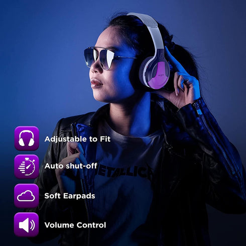 XO Vision IR630PR Universal IR Wireless Foldable Headphones - Purple, Bluetooth-Enabled, Lightweight for Car, Kids