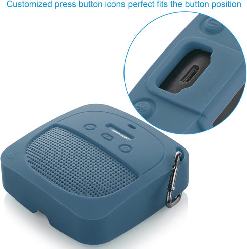 TXEsign Silicone Case Compatible with Bose SoundLink Micro Waterproof Bluetooth Portable Speaker, Protective Stand Up Case Shockproof Travel Carry Case with Carabiner