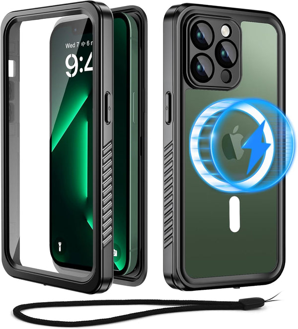 Beeasy iPhone 13 Pro Waterproof Case (6.1"), Compatible with MagSafe, 360 Degree Outdoor Protective Case with Screen