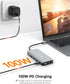 USB C Docking Station Dual HDMI Adapter, NOVOO 11 in 1 Multi Display Laptop Docking Station with 2 HDMI, VGA, 100W PD