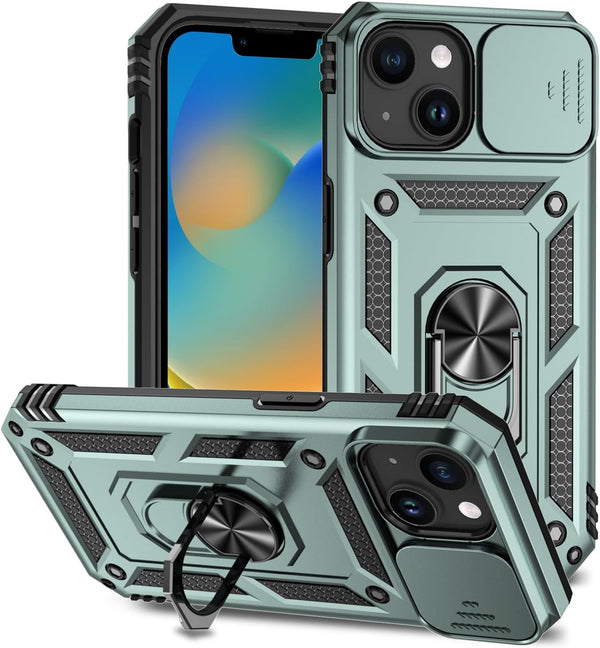 Hitaoyou Compatible with iPhone 15 Plus Case, iPhone 15 Plus Case with Camera Cover & Kickstand, Military Grade