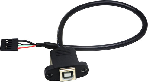 zdyCGTime Panel Mount USB 2.0 B Cable USB B Female to 5 Pin Female Dupont Motherboard USB Header Cable (30cm/12inch)