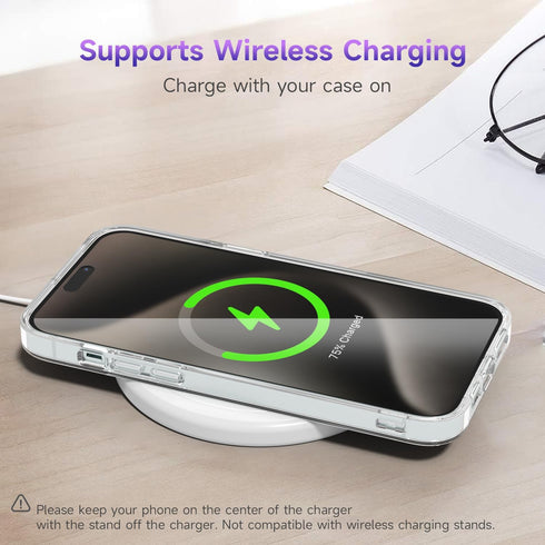 oakxco Transparent Hybrid Hard Shell Plastic & Soft Silicone Rubber Bumper Case for iPhone 15 Pro Max, Lightweight