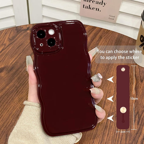 NITITOP 14 Compatible with iPhone Plus Case Cute Simple Wave Design Stylish Wavy Curly Frame with Wrist Adjustable Hand