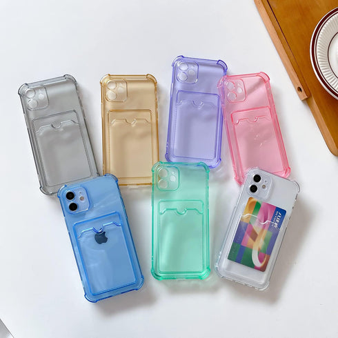 Tuokiou iPhone 15 Plus Case, Clear Protective Card Slot Case, Slim Fit Drop Resistant Soft TPU Wallet Case