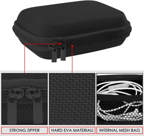 Geekria Shield Earbuds Case for Tribit MoveBuds H1, Replacement Hard Shell Travel Bag with Cable Storage, Black