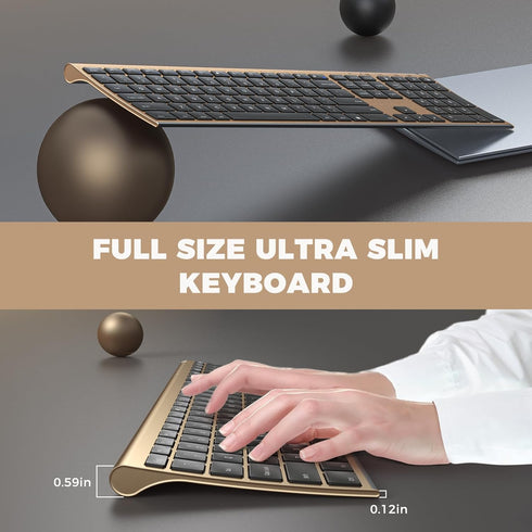 Vssoplor Wireless Keyboard and Mouse Combo, 2.4GHz Rechargeable Quiet Full-Size Set for Windows, Laptop, PC