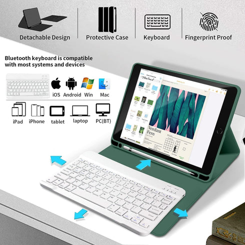KENKE Case with Keyboard for iPad 9th/8th/7th Generation 10.2 inch 2021/2020/2026, Thin & Light Wireless Bluetooth