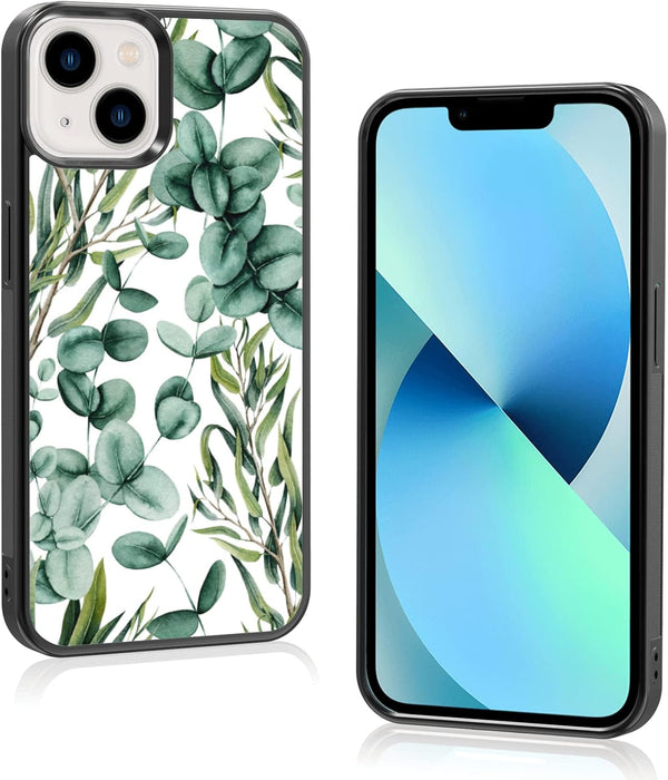 Eucalyptus Summer Case for iPhone 13/14 (6.1") - Cute Green Silicone Ultra Shockproof Phone Cover for Girls & Women.