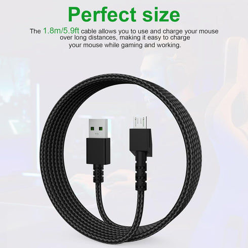 Mouse Micro USB Cable, Compatible with Razer Viper Ultimate, Naga Pro, DeathAdder V2 Pro, Basilisk Ultimate (5.9ft)