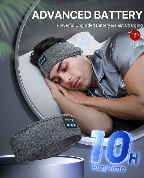 Perytong Sleep Headphones Wireless Headband, Stretchable Bluetooth 5.4 Earphones for Side Sleeping with Stereo Speakers