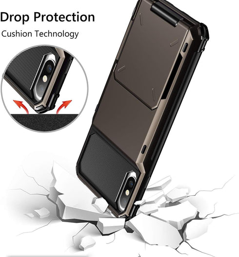 Vofolen Case for iPhone Xs, Wallet ID Slot Credit Card Holder, Scratch Resistant Dual Layer Protective Cover