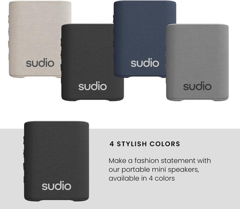 Sudio S2 Bluetooth Speaker, Loud Sound, Deeper Bass, IPX5 Waterproof, Portable Wireless Compact Speaker