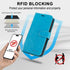 MONASAY Wallet Case for iPhone 8 Plus, iPhone 7 Plus, Light Blue Flip Folio Leather Cover with Credit Card Holder &