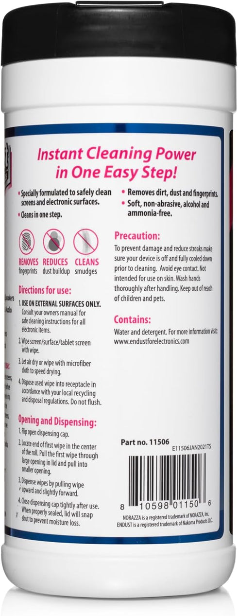 Endust For Electronics Cleaning Wipes, 140 Count (Pack of 2), Pre-Moistened, Alcohol & Ammonia Free