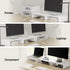 3 DT108008WW FITUEYES Dual Monitor Stand Shelf Computer Monitor Riser, Wood Desktop Stand with Adjustable Length