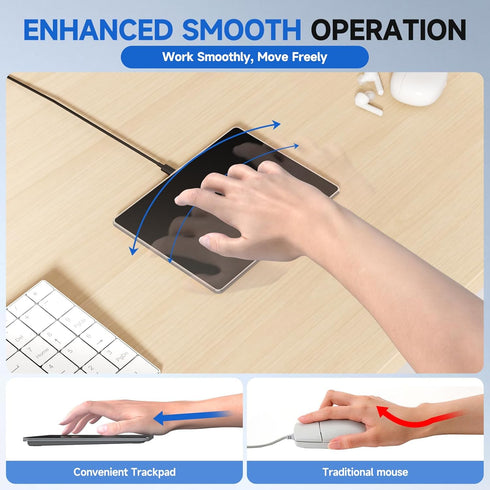 Homiguar 10 11, 3-in-1 Wired Bluetooth Trackpad for Windows & Connectivity Modes,High Precision Control, Portable
