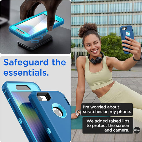 AICase Heavy Duty Rugged Case for iPhone SE 2022/3rd/2020/8/7 with Built-in Screen Protector, Shockproof & Dust Proof.