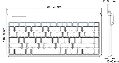 Perixx PERIBOARD-409H Wired USB Mini Keyboard with 2 USB Hubs, Black
