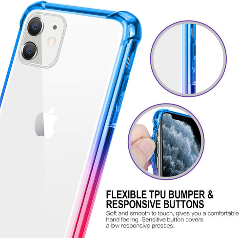 Salawat Clear iPhone 11 Case - Cute Gradient Anti Scratch Slim Cover with Reinforced TPU Bumper for iPhone 11