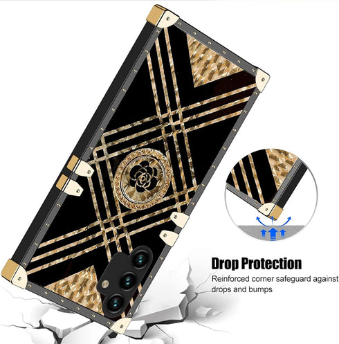 KuDiNi Samsung Galaxy A13 5G Case, Black Flower Retro Elegant Classic Luxury Edge Full Protection with Kickstand
