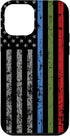 iPhone 12 mini Case with Police Military and Fire Thin Blue Green Red Line Flag Design