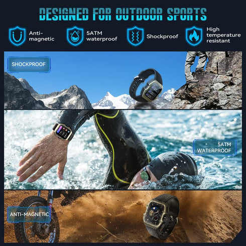 Smart Watches for Men, 1.91" Curved Screen 5ATM Waterproof Military Fitness Tracker for Android iOS
