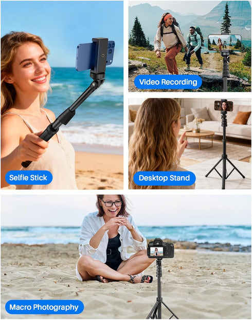 MIIASI 67" Phone Tripod, Extendable Tripod for iPhone, Selfie Stick with Remote and Phone Holder, Compatible