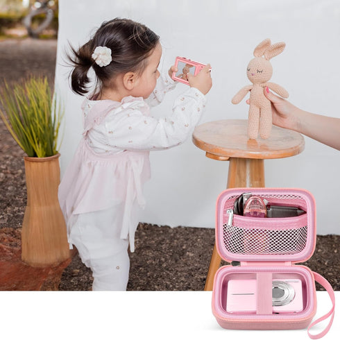 Digital Camera Case for VAHOIALD FHD 1080P, CAMKORY, KODAK PIXPRO FZ45-BK, Holder for SD Card - Pink (Box Only)