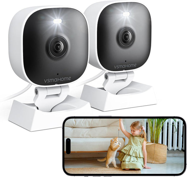 VSMAHOME 2K Cameras for Home Security,Indoor/Outdoor for Baby/Elder/Pet Monitoring with Phone app,Wired Plug&Play,Color
