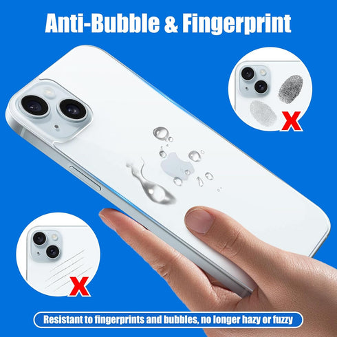 iPhone 15 Plus Back Screen Protector 2 Pack, Tempered Glass, Anti-Scratch, Bare-Phone Touch, 6.7 inch.