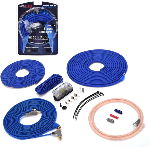 Orion Cobalt COKIT8 Complete Amp Wiring Kit - 8-Gauge Wire, 1200W High Current Amplifier Wiring Kit, DIY Installation