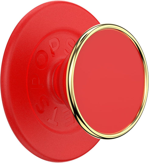 PopSockets Round Phone Grip with Adapter Ring, Compatible with MagSafe, Wireless Charging - Rosso