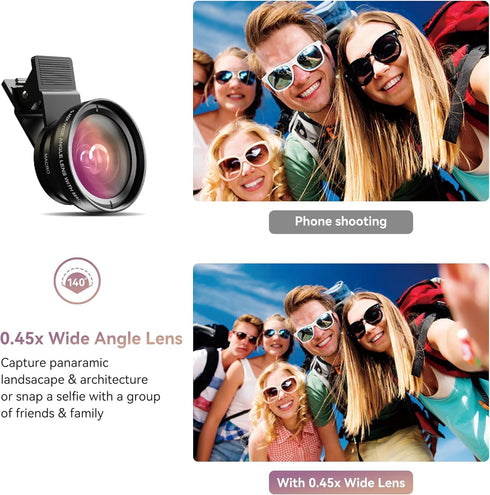 MIAO LAB 2-in-1 12.5X 0.45X (140) Phone Camera Lens Kit, Macro + Wide Angle Cell Phone Clip-on Lens for iPhone/Android