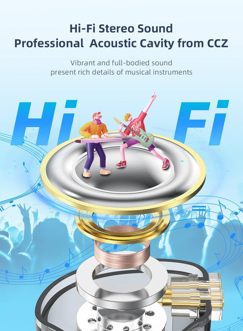 In Ear Monitor Wired Headphone, CCZ BC02 Dynamic Driver Bass Wired Headphone, Professional Hifi Earphone, Silver Black
