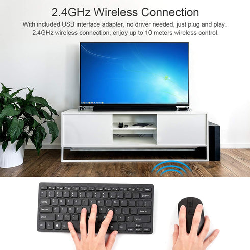 KM901 Wireless Keyboard Mouse Combo, Portable 2.4G Mini 78 Key Keyboard and Mouse Set for Office