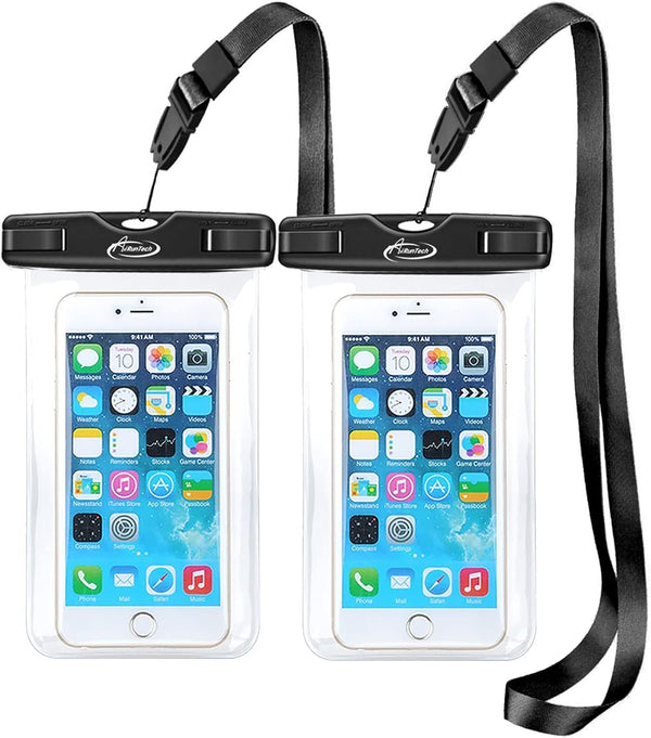 AiRunTech Waterproof Phone Case, Black 8.5" Dry Bag Compatible for iPhone 14/13/12/11, Galaxy & More - Black