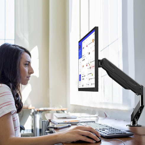 Gas Spring Monitor Arm 32 Inch - Single Monitor Desk Mount for 13-32 inch Screens