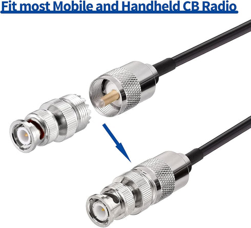 BINGFU 27MHz PL259 CB Radio Antenna Magnetic Base Soft Whip & BNC Male Compatible with Cobra Midland Uniden Maxon