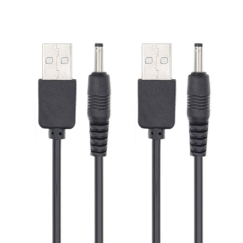 FitTurn 5V DC Power Cord USB to DC 3.5mm x 1.35mm Barrel Jack Adapter Connector Charging Cable (Black)
